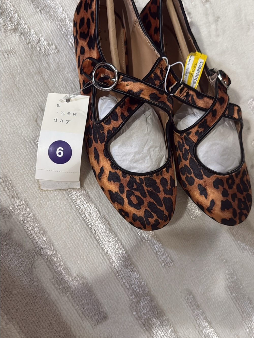 a new day Girls Leopard Print Mary Jane Flats - Brown/Black